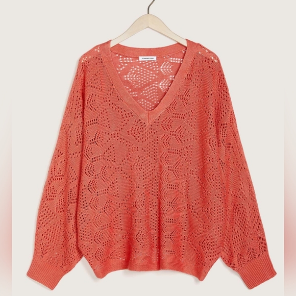 Penningtons Orange Dolman Sleeve Pointelle Sweater Size 2x - Picture 1 of 6